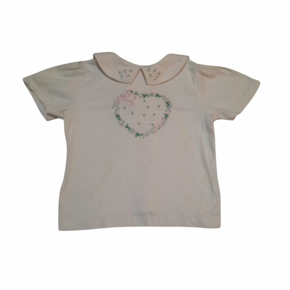 Vintage 1980s Oshkosh B'Gosh Girls White Flower Top 6x
